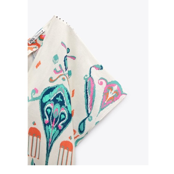 NWT Zara Printed Linen Blend Tunic Dress - Picture 3 of 9